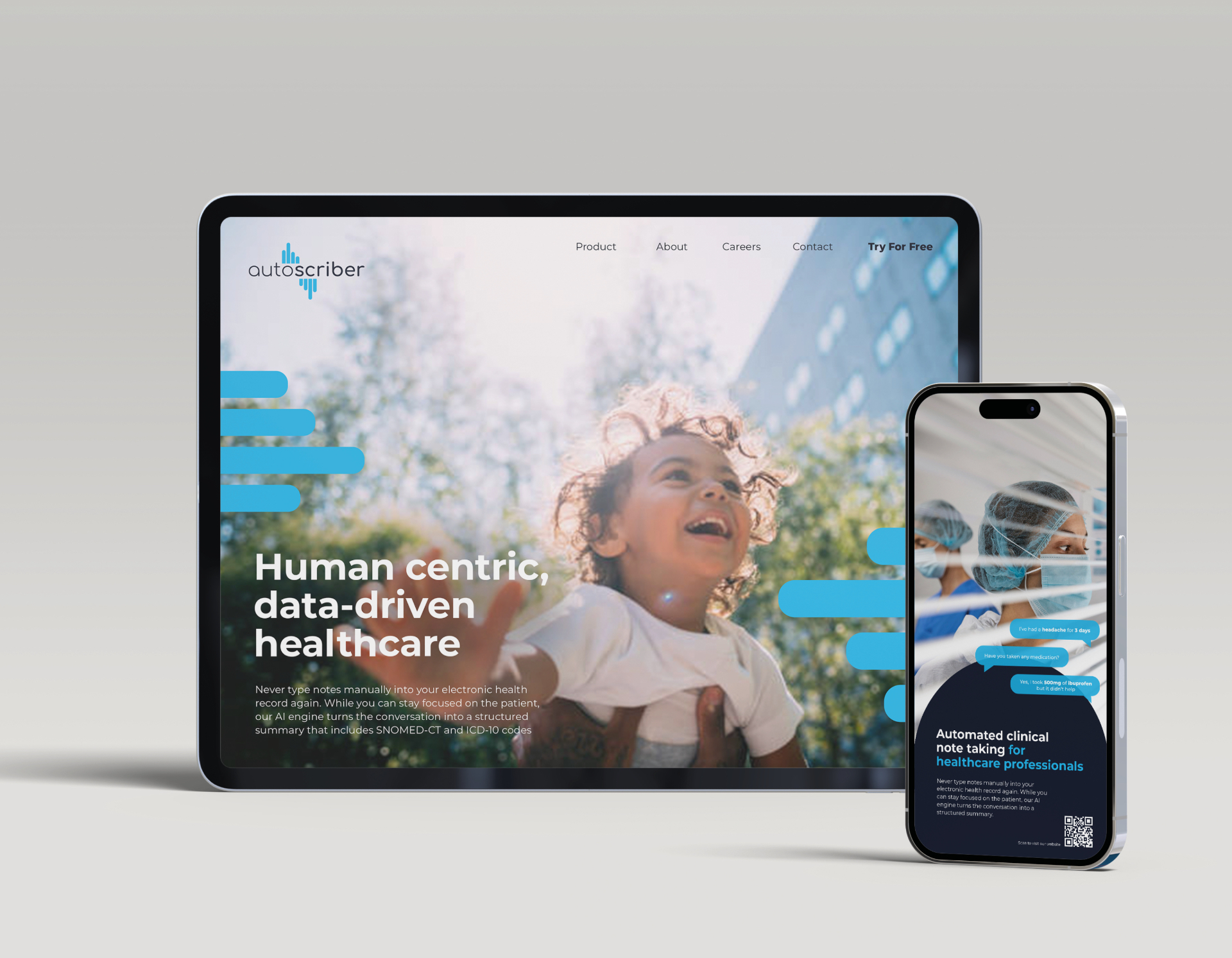 Autoscriber, website and mobile design