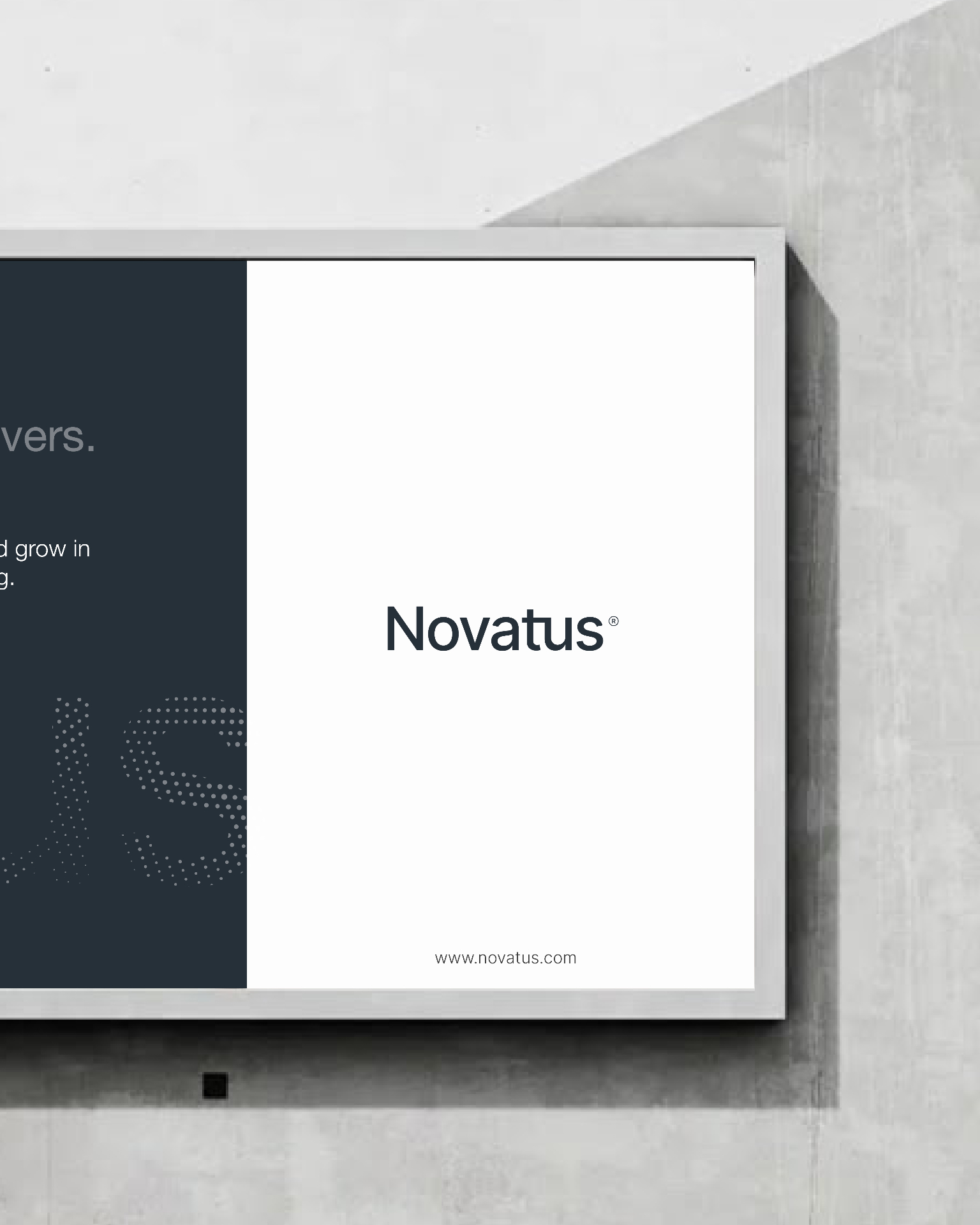Novatus wordmark on framed poster