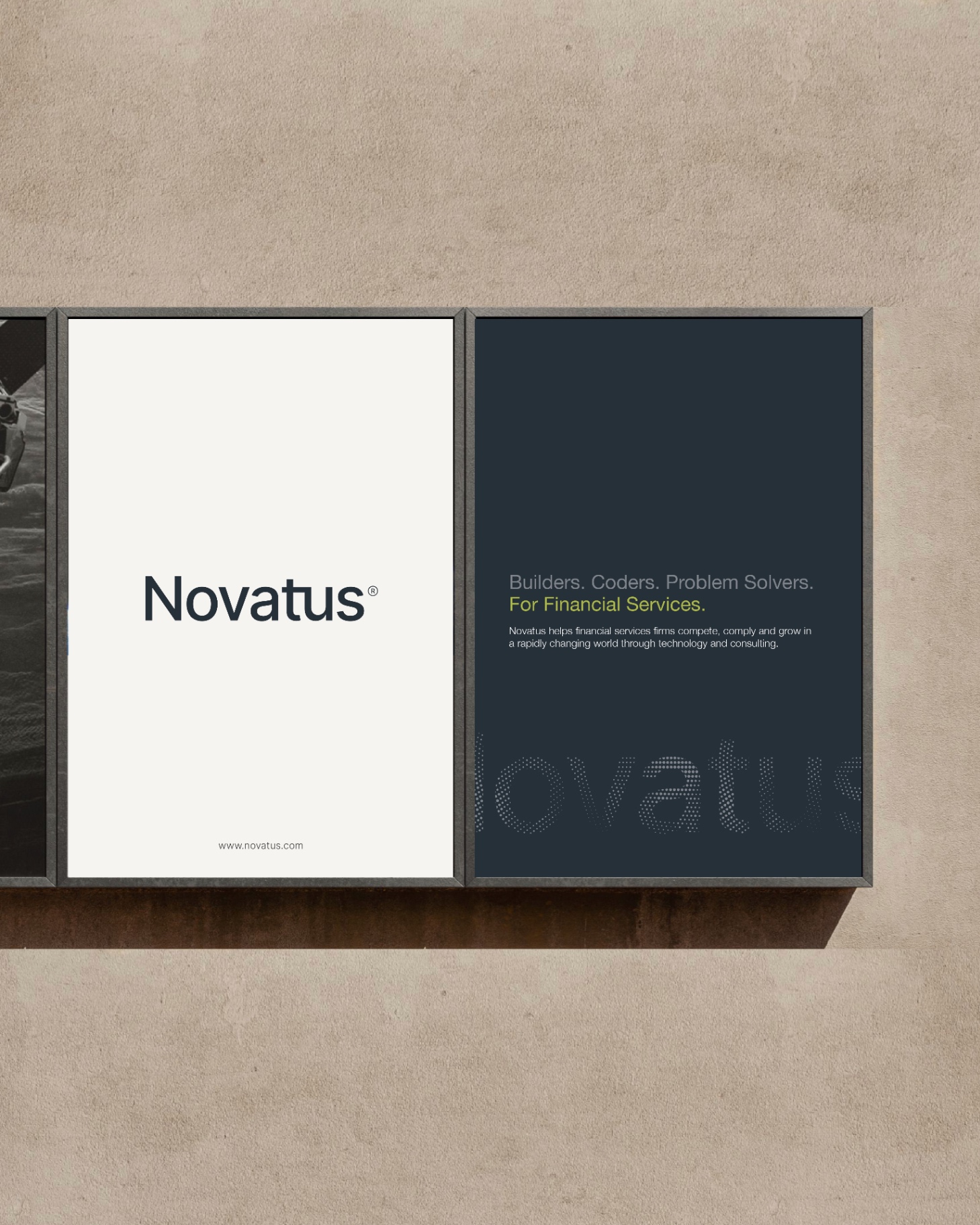 Novatus poster series on concrete wall